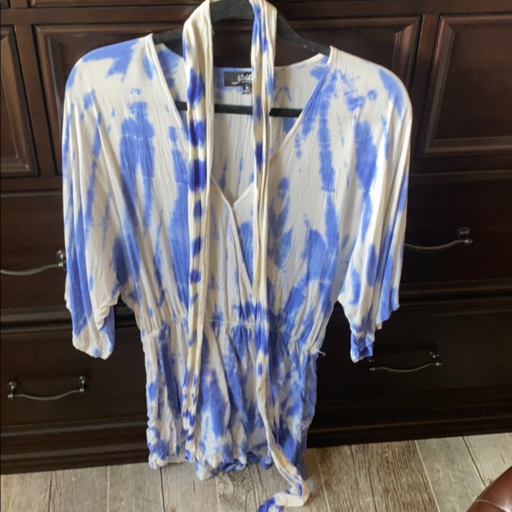 ❌Sold❌ Lulu’s Seaside Gal Blue Tie Dye Romper - Picture 11 of 14